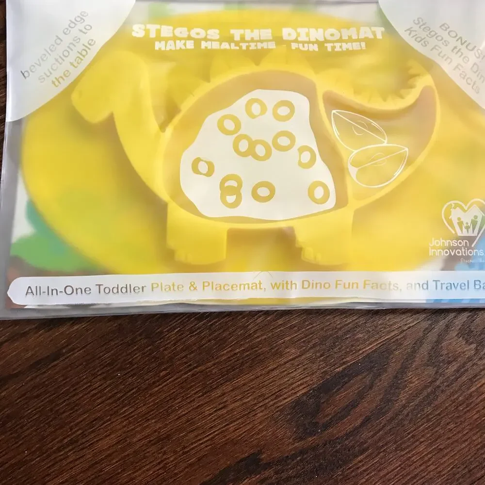 Stegos The Dinomat New In Travel Bag BPA Silicone Suction Placemat & Dish
